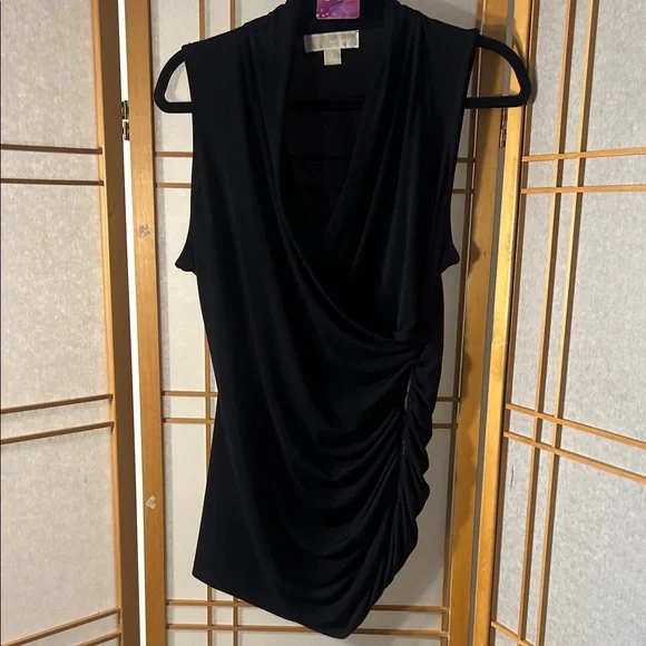 MICHAEL Michael Kors Black Sleeveless Draped Top - Picture 1 of 8